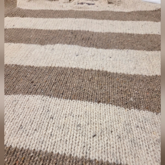 Avoca Ireland Wool Stripe Sweater Women's XL Long Sleeve Tan Brown Crew Neck - Picture 5 of 9